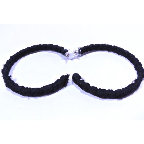 Neiman Marcus Lee Angel Women's Black Wrapped Crystal In and Out Hoops NWT 168 - Picture 5 of 10